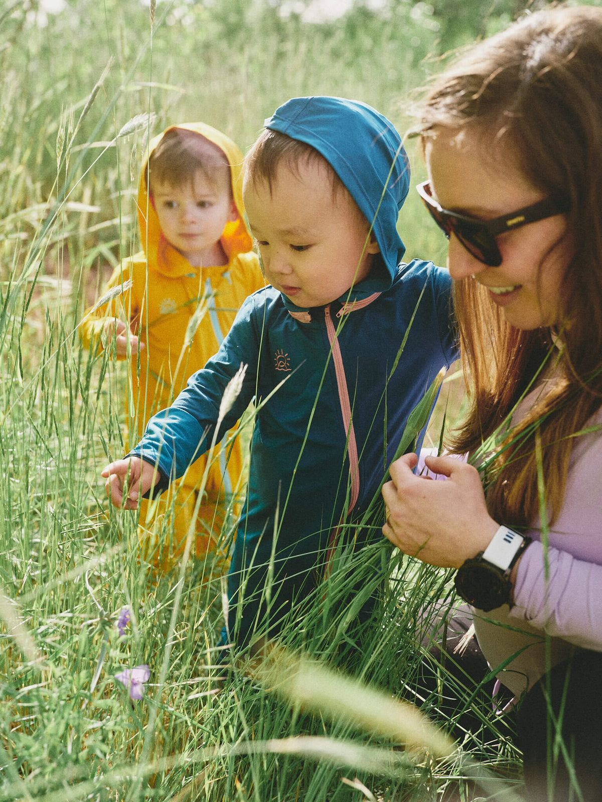 Family enjoying outdoor sun protection